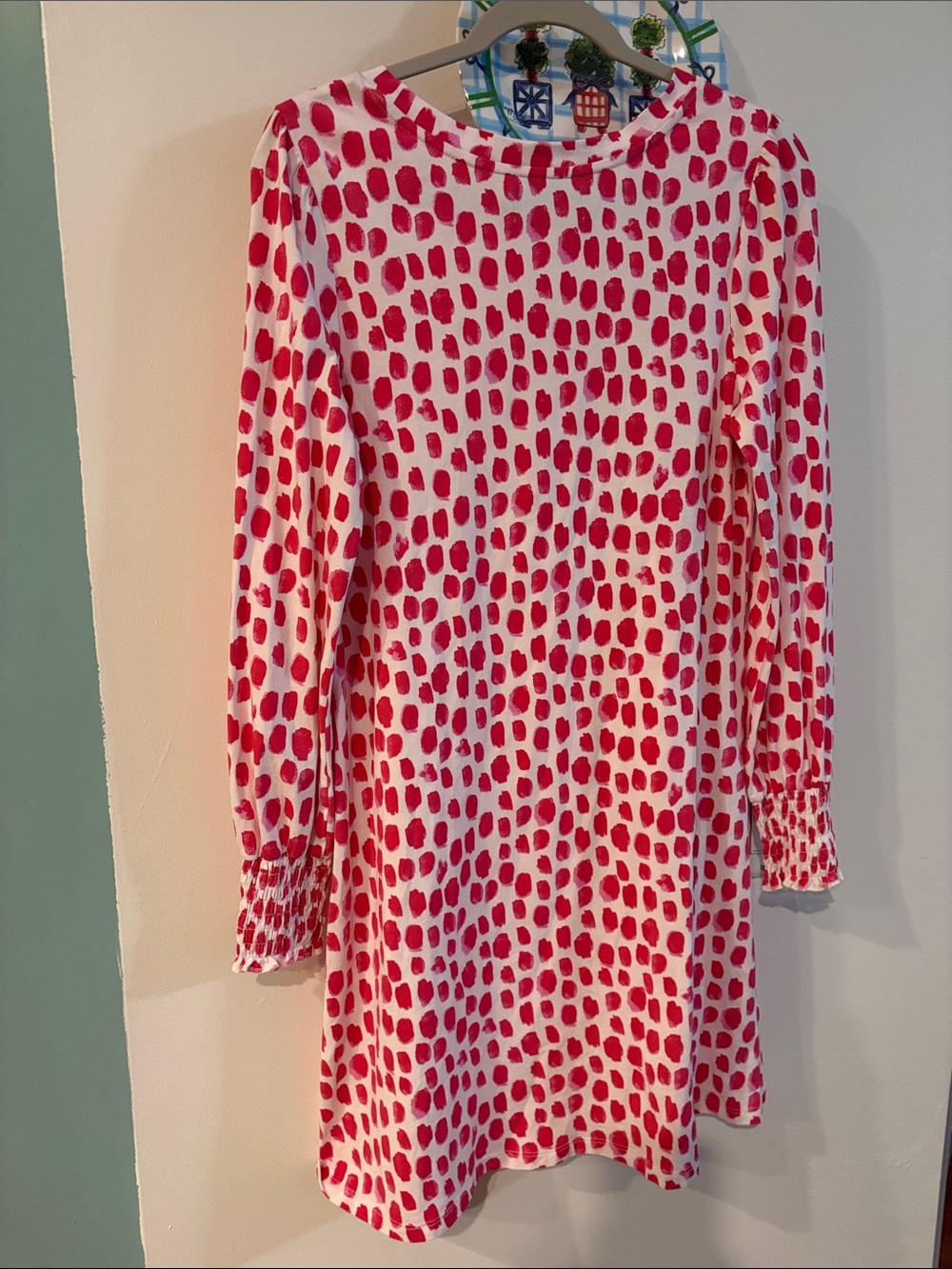 DUFFIELD LANE RED/PINK DOTTED DRESS